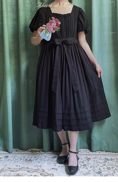 Akane Alois~White Night~Elegant Lolita Black High Waist Dress   