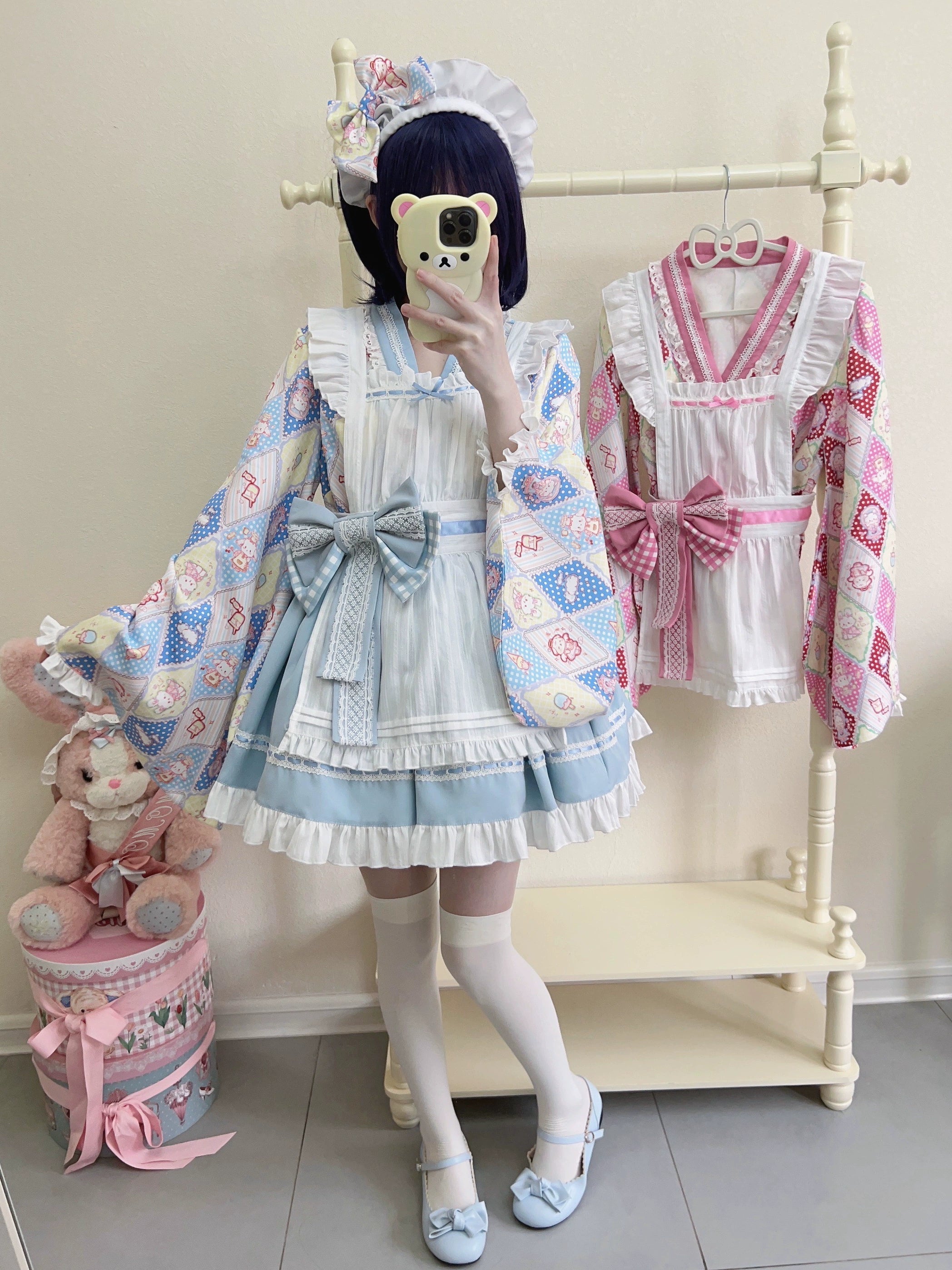 Sugar Girl~Showa Sweetness~Maid Wa Lolita Skirt Set Cute Summer Lolita Bow Apron 35422:520322