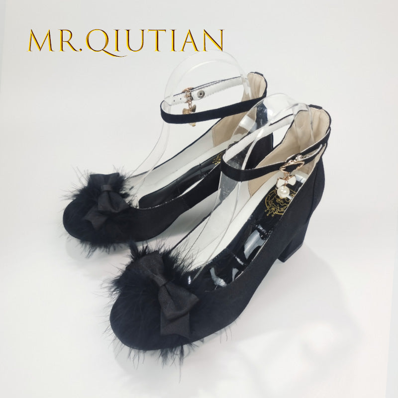 MR.Qiutian~Spring Velvet~Elegent Lolita Shoes JK Princess Shoes for Sring 35 Black 