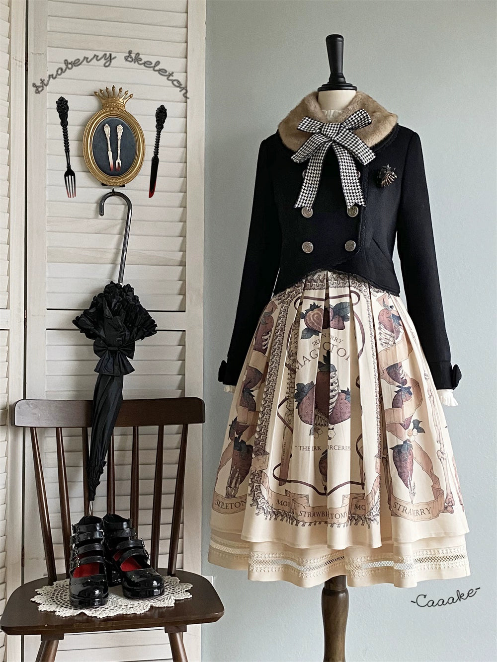 LeMiroir~Winter Solstice Coat~Sweet Lolita Woolen Coat Embroidery Skirt Short Outwear 40360:657012