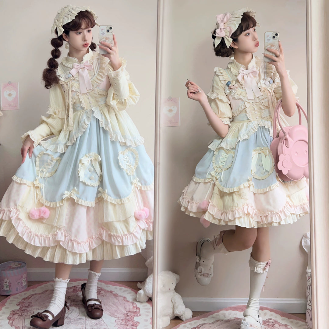 Uncle Wall Original~Dreamy Macaron~Sweet Lolita JSK Dress Solid Color Shirt   