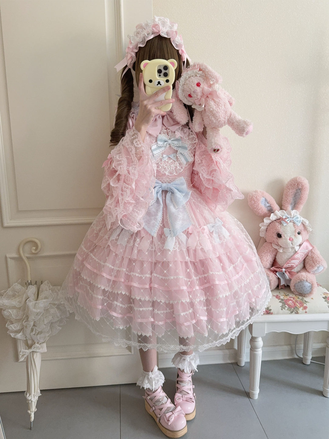 Hanguliang~Spring Awakening~Sweet Lolita JSK and Princess-Sleeved Shirt with Lace Detail