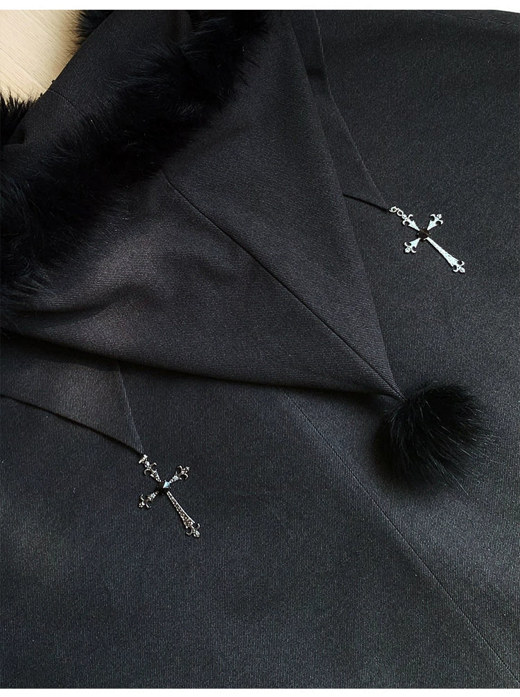 With PUJI - Letter and Poetry · Raven's Night Song - Gothic Lolita Black Cloak 43908:788669