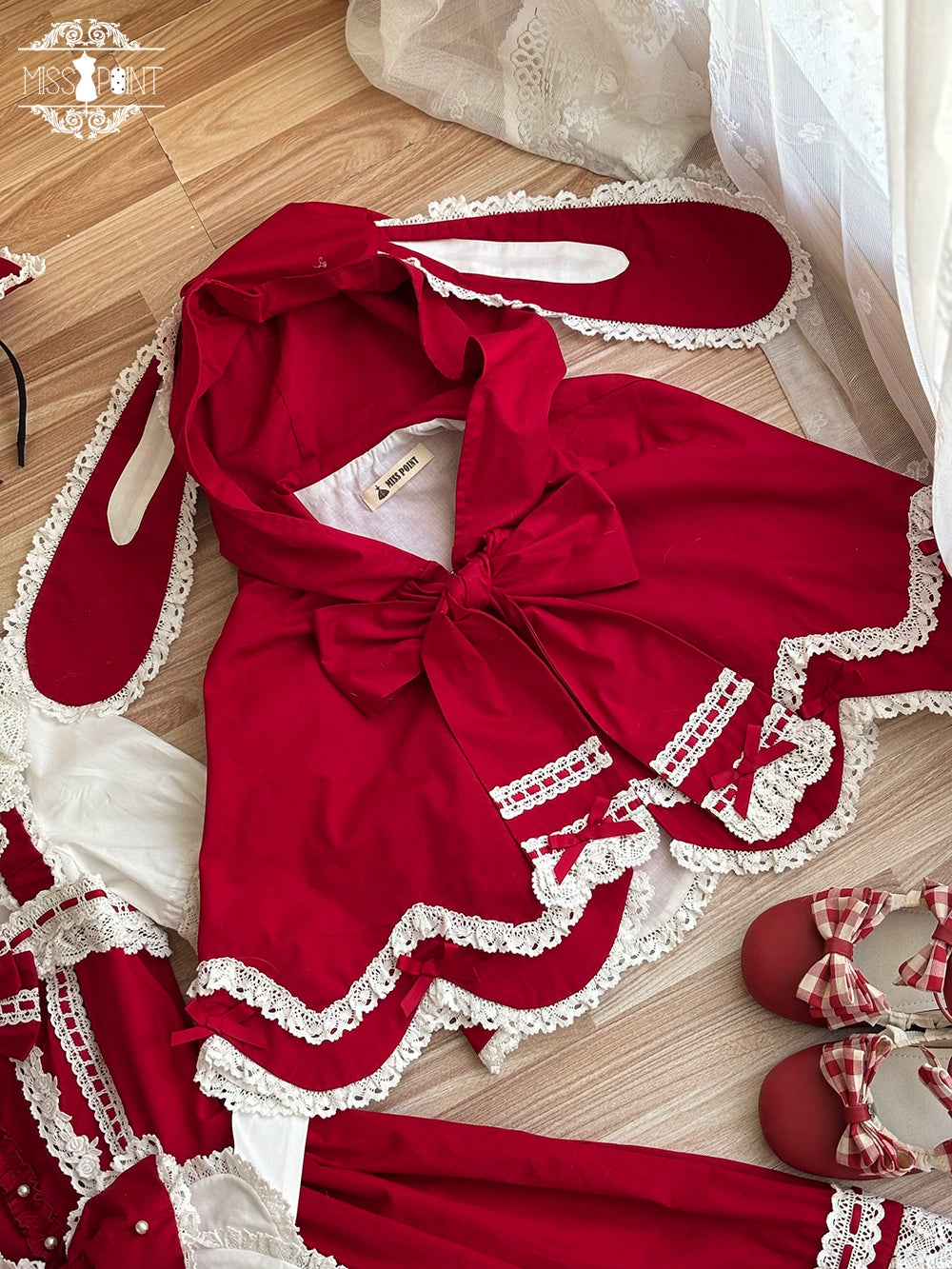 Vintage Petal Rabbit - Pure Cotton Kawaii Lolita Cape With Rabbit Ear Hood 43138:767094