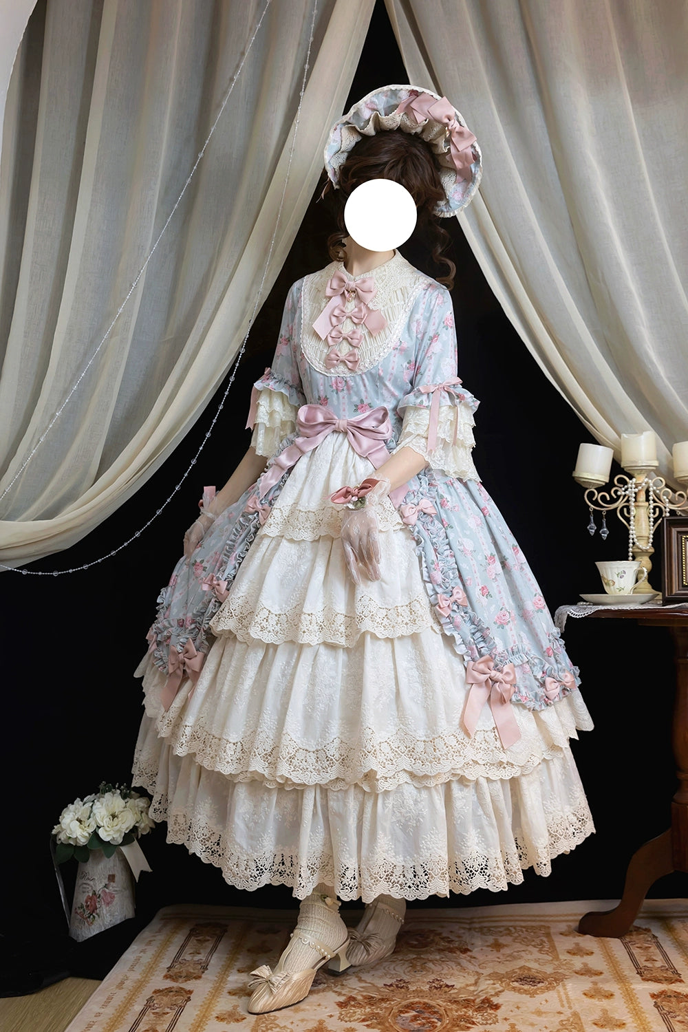 Miss Point~Lilyka Garden~Classic Lolita OP Dress Elegant Floral Wall Princess Sleeve