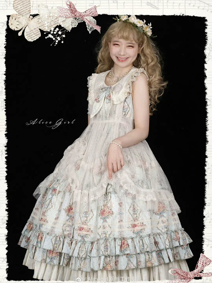 Alice Girl~Elegant Lolita Embroidered Apron with Adjustable Strap 42988:761103