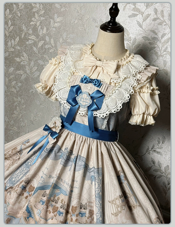 Alice Girl~Sea Salt Fairytale~Sweet Lolita JSK Doll-like Lolita Printed Dress