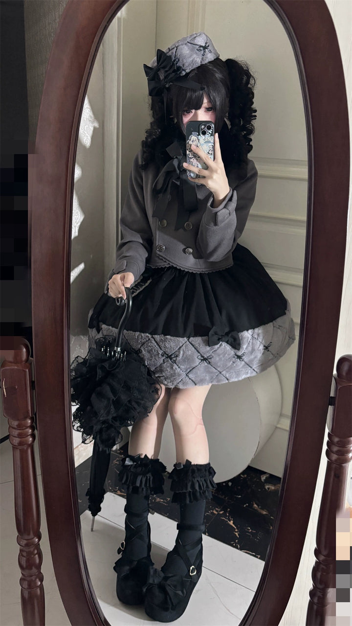 LeMiroir~Winter Solstice Coat~Sweet Lolita Woolen Coat Embroidery Skirt Short Outwear 40360:657214