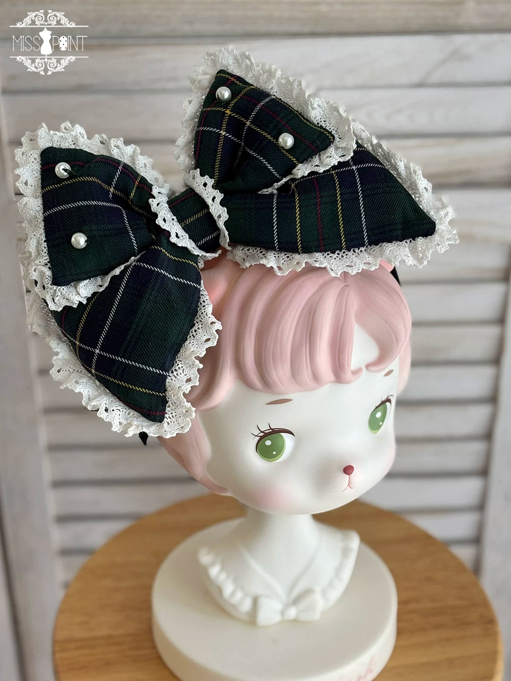 Plaid Petal Bunny - Old School Lolita Bunny Ear Headdress, Bear Ear Apron 44742:820788