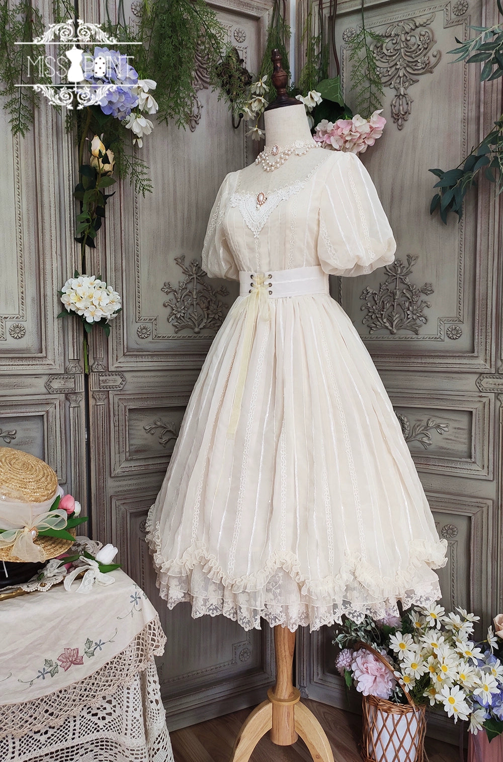 Miss Point~Tulip~Classic Lolita OP Dress Short Sleeve Dress Multicolors 19622:405498