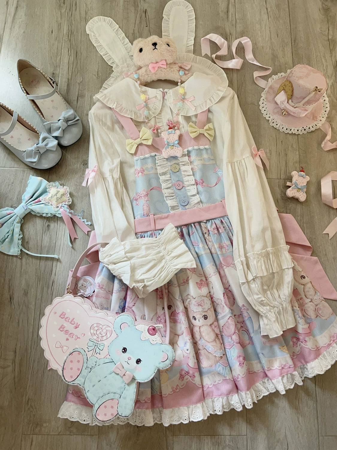 Bear Sweet - Printed Sweet Lolita Salopette Dress (L M S) 44870:829498