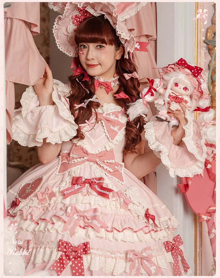 Mademoiselle Pearl~Bow Bunny~IP Collab Sweet Lolita OP Dress Bow JSK OP 38022:578594