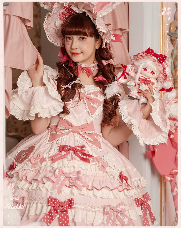 Mademoiselle Pearl~Bow Rabbit~IP Collab Sweet Lolita OP in Multiple Styles 43054:763706