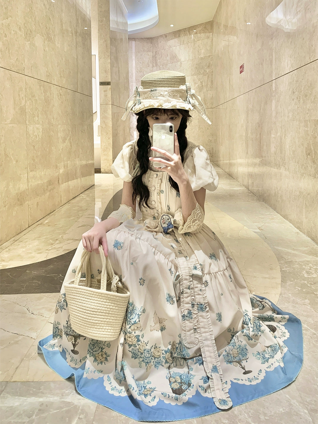 DreamWhale~Floral and Bird Series~Classic Lolita JSK Suit Floral Print Dress 40910:679590