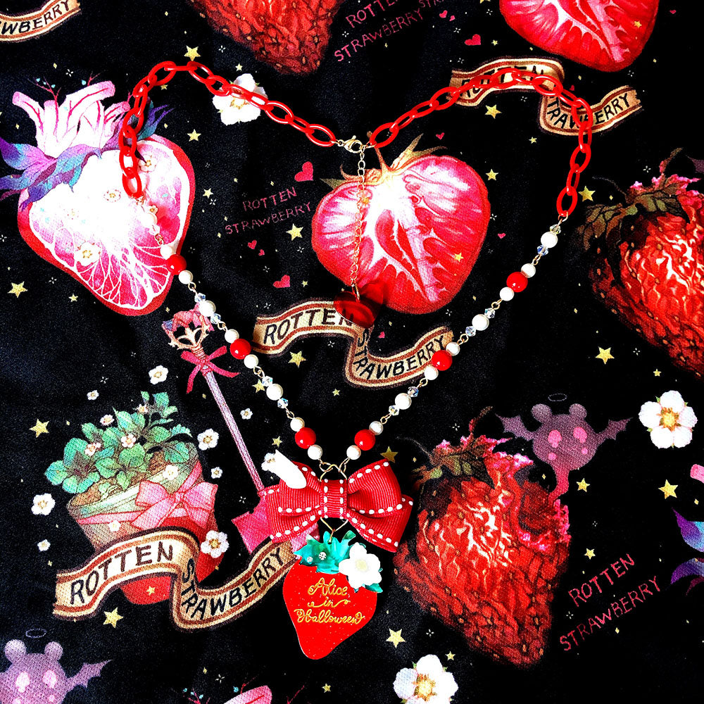 (Buyforme)Halloween Alice~Lolita Strawberry Accessory Set classic red necklace  