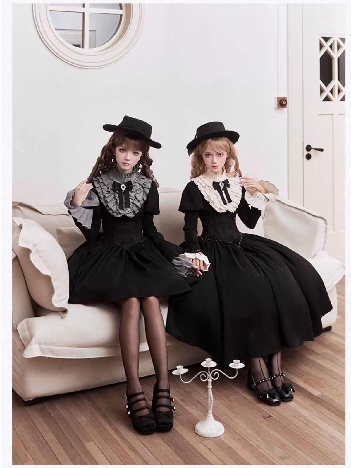 Old Covenant - Classic Lolita Jacquard OP Dress, Petal-Shaped Boned Waist