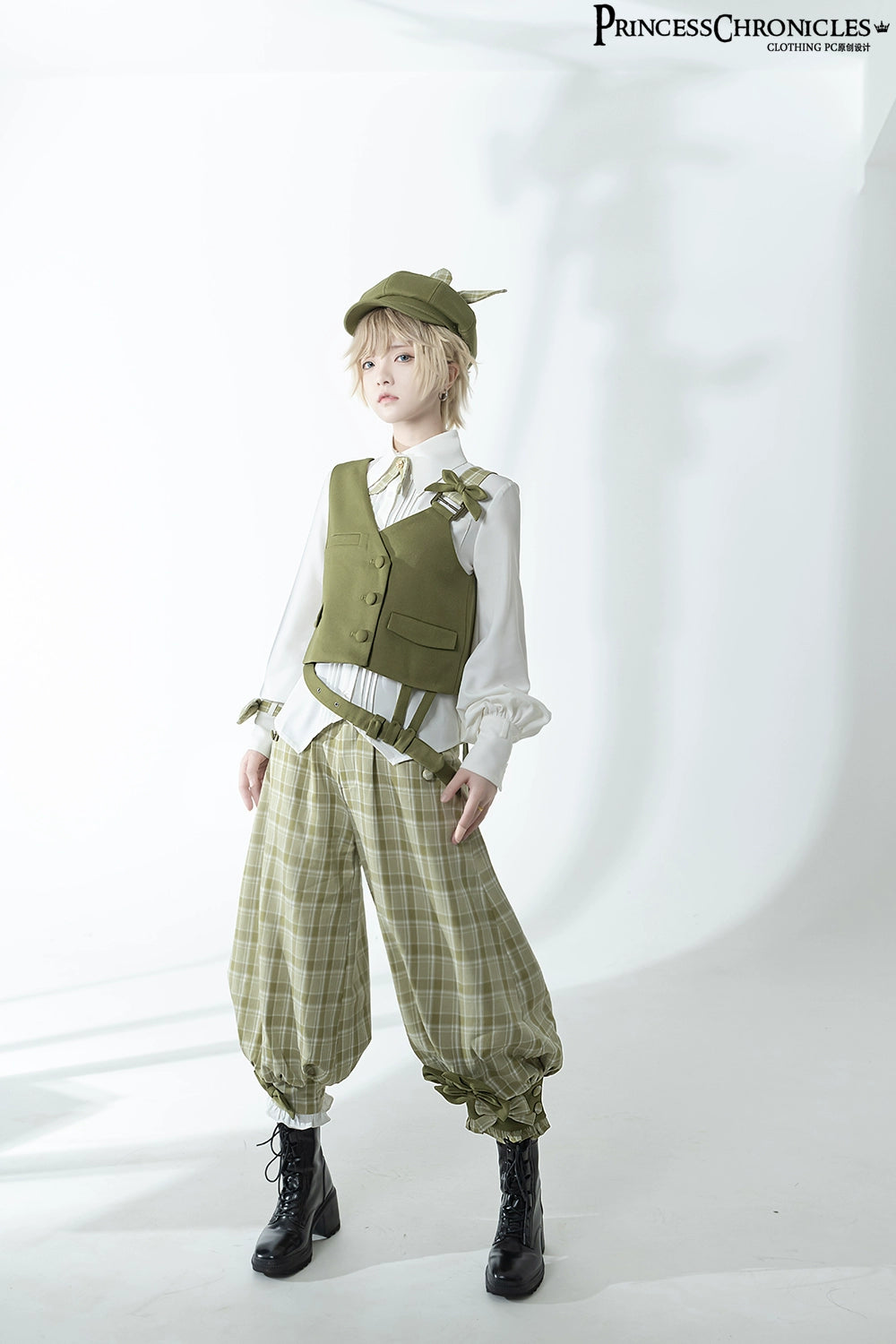 Princess Chronicles~Secret Morning Paper~Ouji Lolita Shirt and Matcha Green Capri Pants