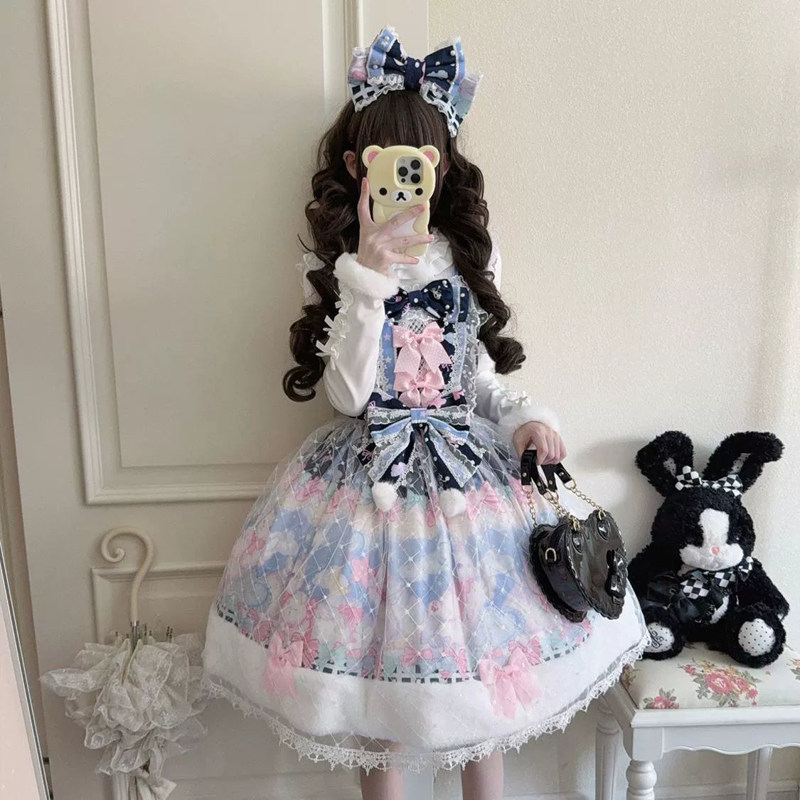 Hanguliang - Candy Mary Cat - Fluffy Sweet Lolita JSK Dress, Kitten Print