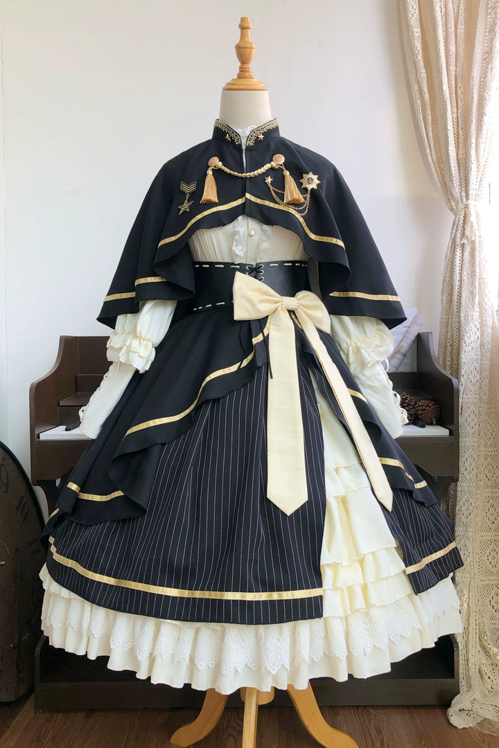 (BFM)Summer and Galaxy~Savior~Military Lolita Dress Skirt Full Set 2XL A set of ivory and black 