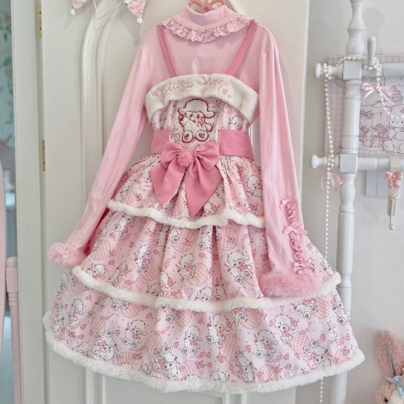 Suiyi - Whimsy Lamb - Pluff Kawaii Lolita JSK, Lamb Print and Embroidery (L M S) 44266:801579