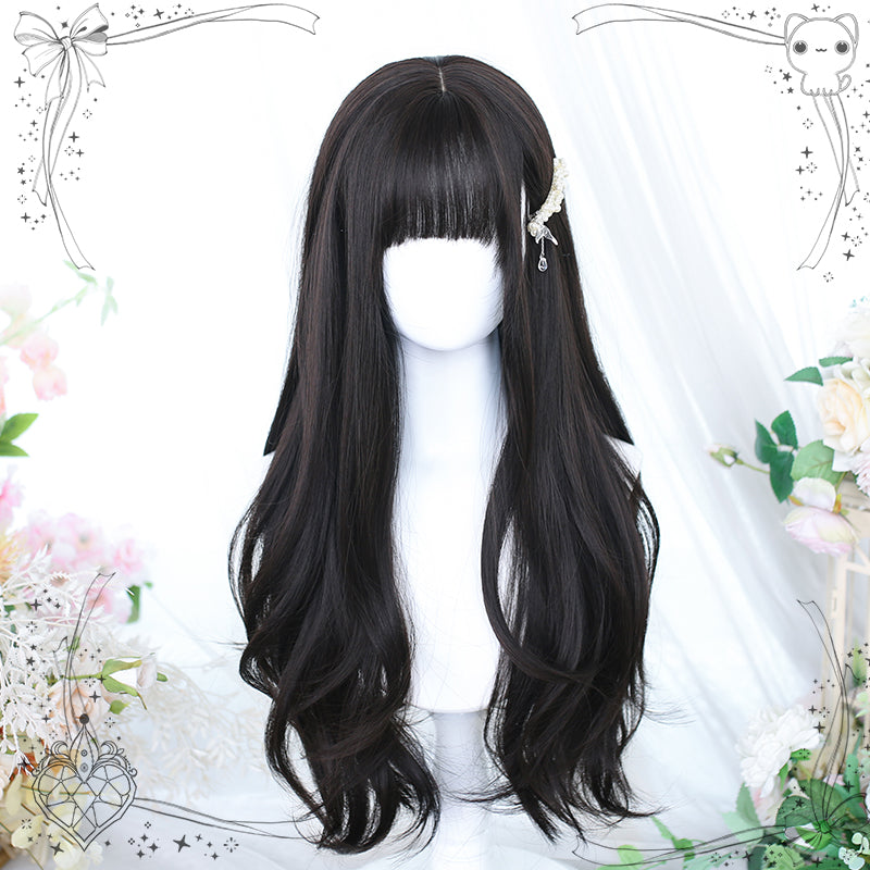 Dalao Home~Lolita Long Curly Natural Cold Brown Wig   