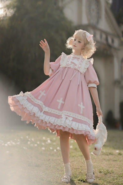 Cornfield Lolita~Cross Wishing Dream~Puff Sleeve Sweet Lolita OP   