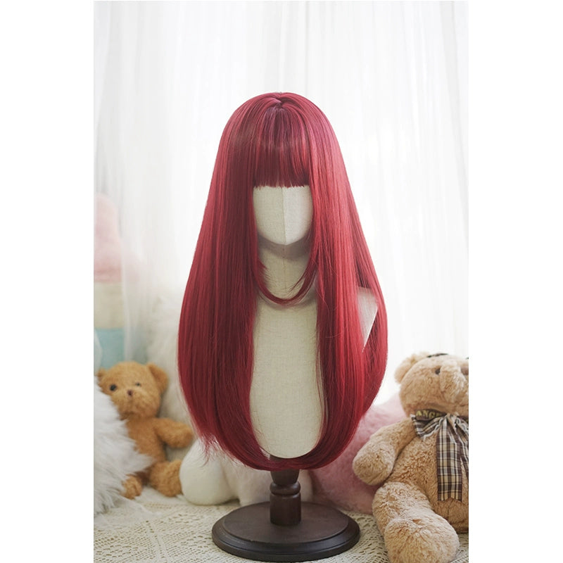 Imperial Tea~Daily Lolita Wig Matte Color Long Wigs Aquaman red  