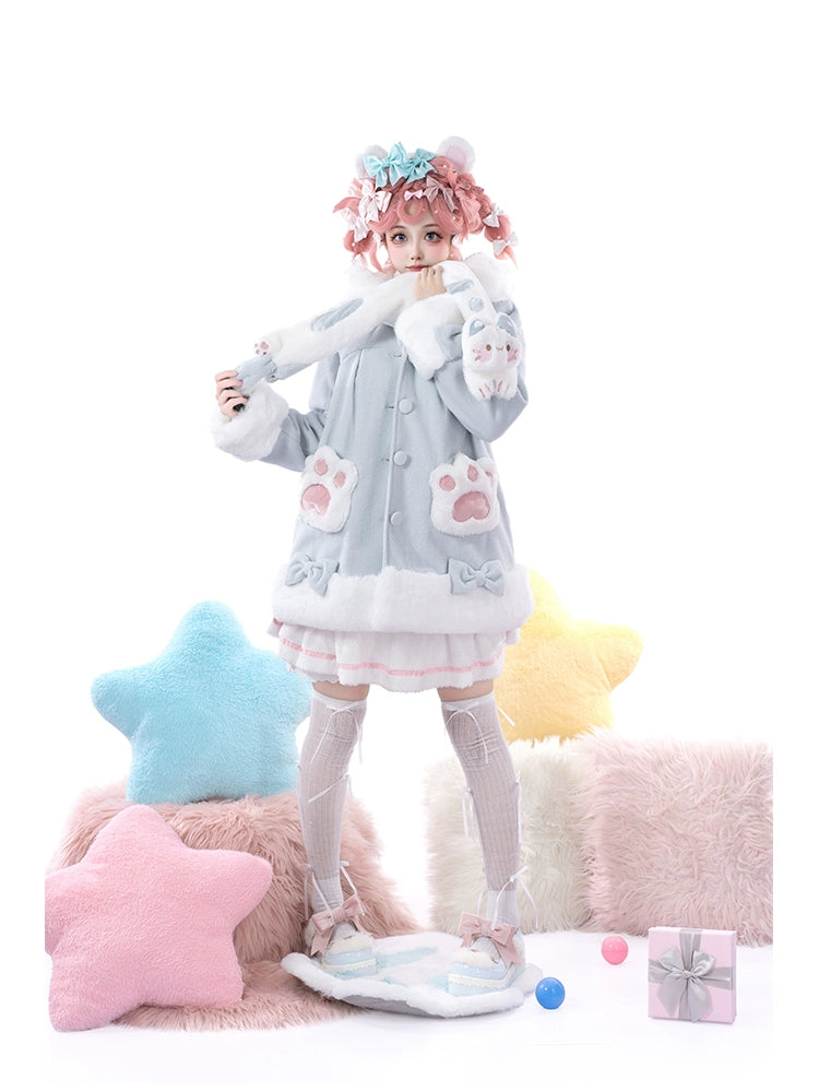 ZhiJinYuan~Calico Cat~Kawaii Lolita Plush Coat Lovely Warm Winter Coat   