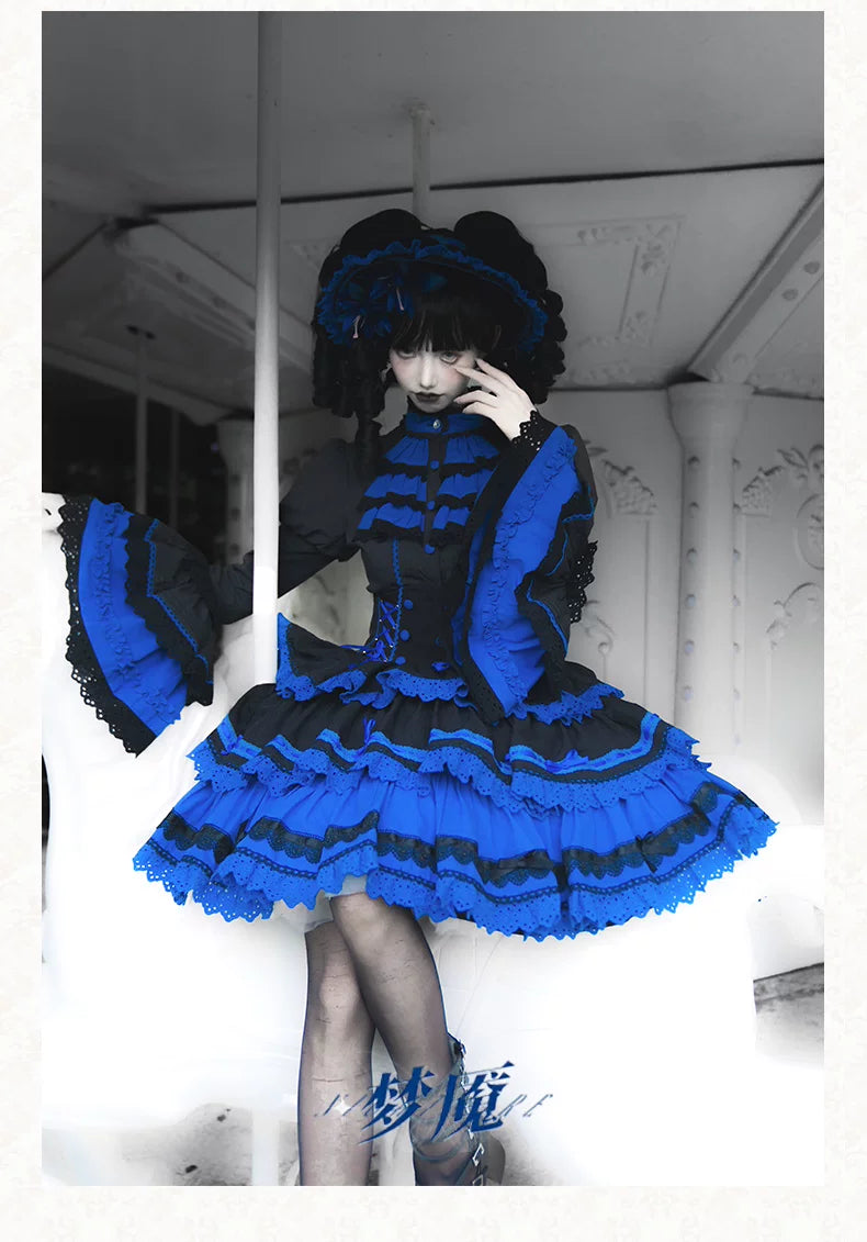Nightmare - Gothic Lolita Ruffled Blouse and Tiered Skirt Set 45439:852792