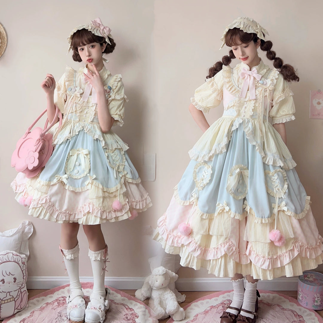 Uncle Wall Original~Dreamy Macaron~Sweet Lolita JSK Dress Solid Color Shirt   