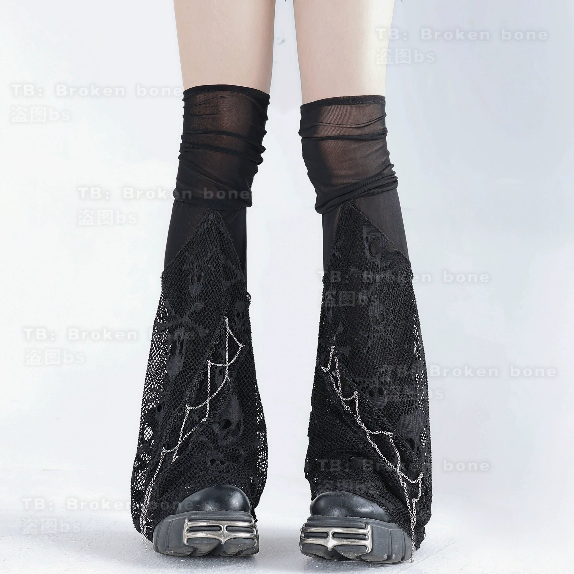 Broken Bone - Punk Lolita Leg Sleeve Skull Gauze Leg Socks