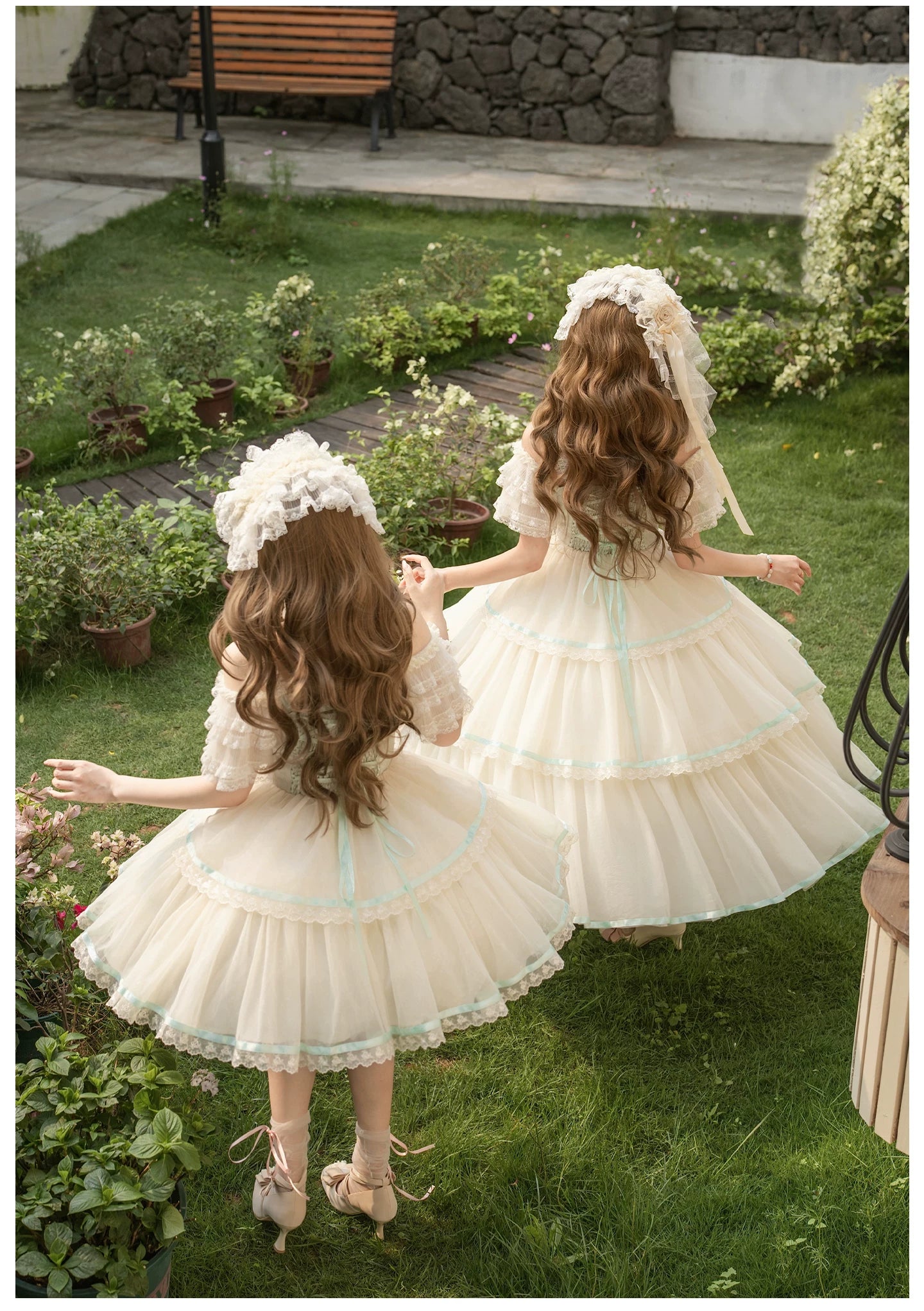 Sea Salt Soda - Classic Lolita Adjustable Corset JSK Dress, Tiered Tulle Hem 45257:856399