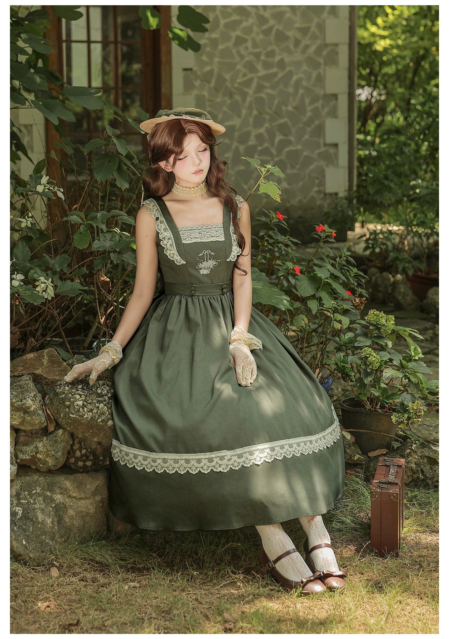 Oak in the Wind - Classic Lolita JSK Dress, Rose Basket Embroidery 45820:863505