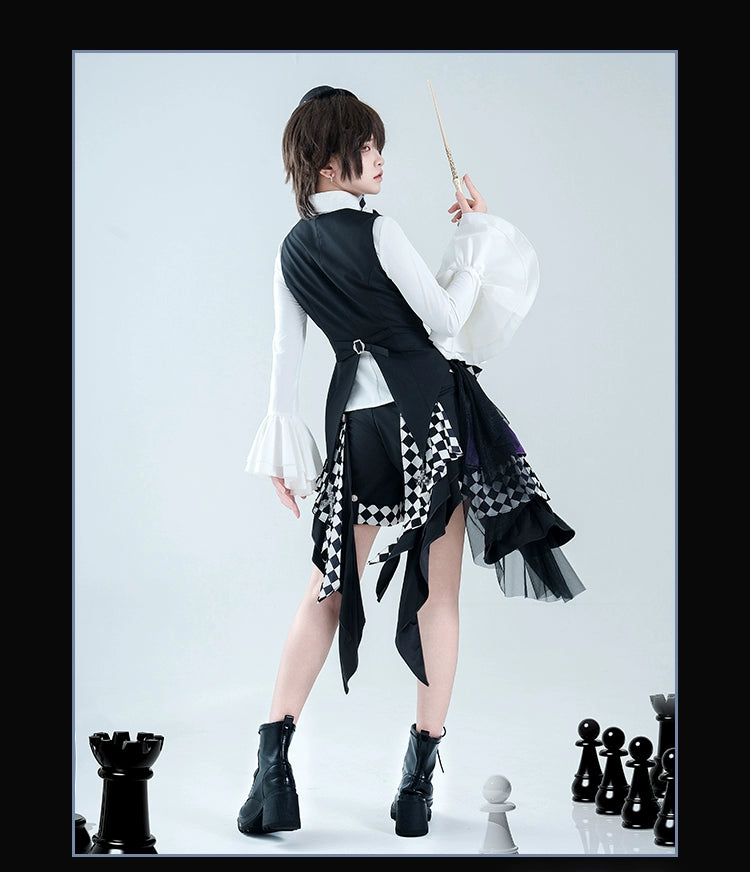 Forest Fluorescent Carps - The Judge's Game - Black Ouji Lolita Shorts Suit Prince Long Sleeved Shirt
