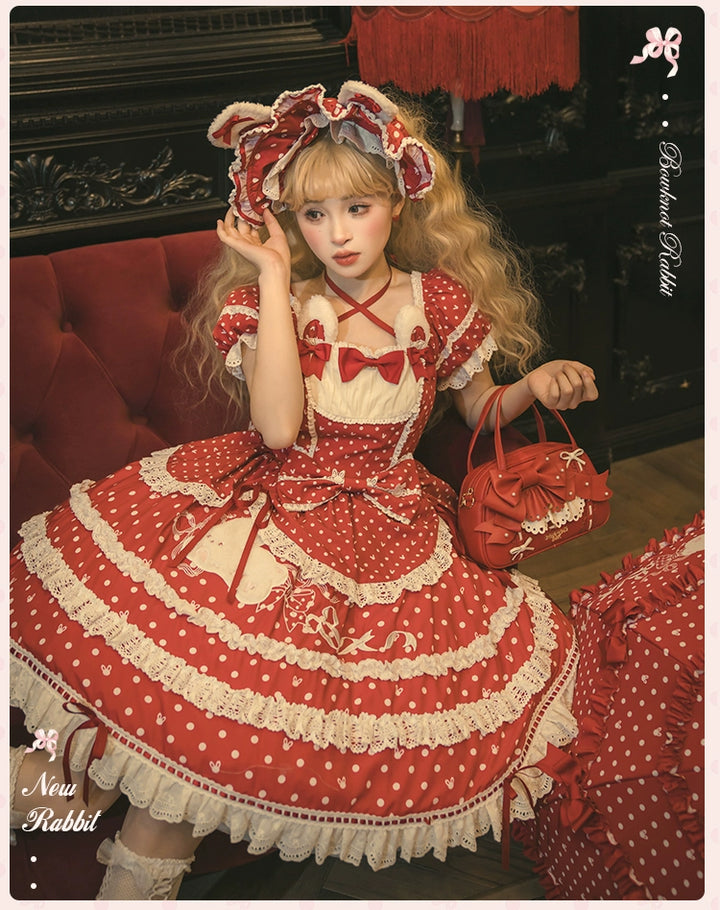 Mademoiselle Pearl~Bow Rabbit~Sweet Lolita Handbag With Bows & Pearls