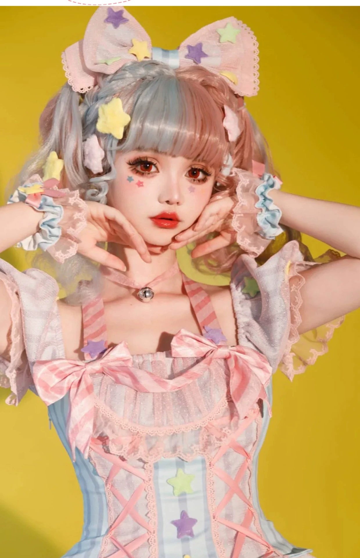 Sakurahime~Kawaii Lolita Pink Blue Daily Princess Dress S KC 