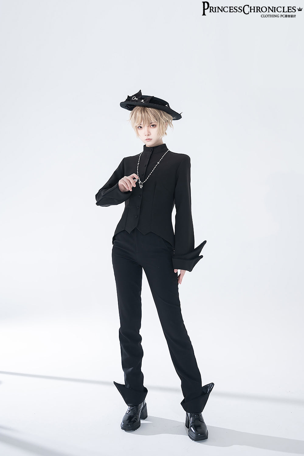 Princess Chronicles - Yan Ye - Ouji Lolita Irregular Hem Black Shirt