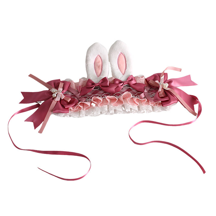 Xiaogui~Sweet Lolita Headdress Pink White Bunny Ear Hair Accessory