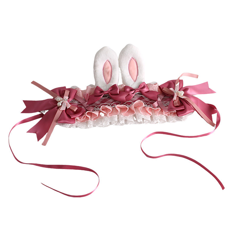 Xiaogui - Sweet Lolita Headdress Pink White Bunny Ear Hair Accessory