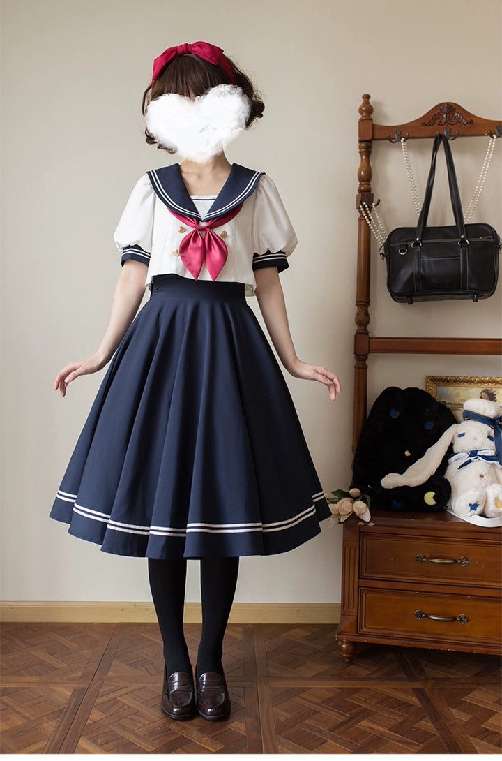 Beleganty - Sea and Wind Separate SP3.0 - Sailor Lolita Puffy Sleeve Blouse 43389:775300