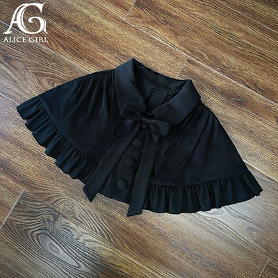 (BFM)Alice Girl~Black Lolita OP Dress Embroidered Winter Dress XS Cloak only 