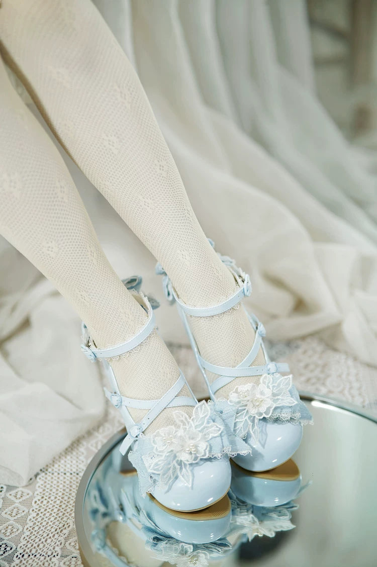 Spring Sakura - Wedding Sweet Lolita Heels Shoes, Floral Accent