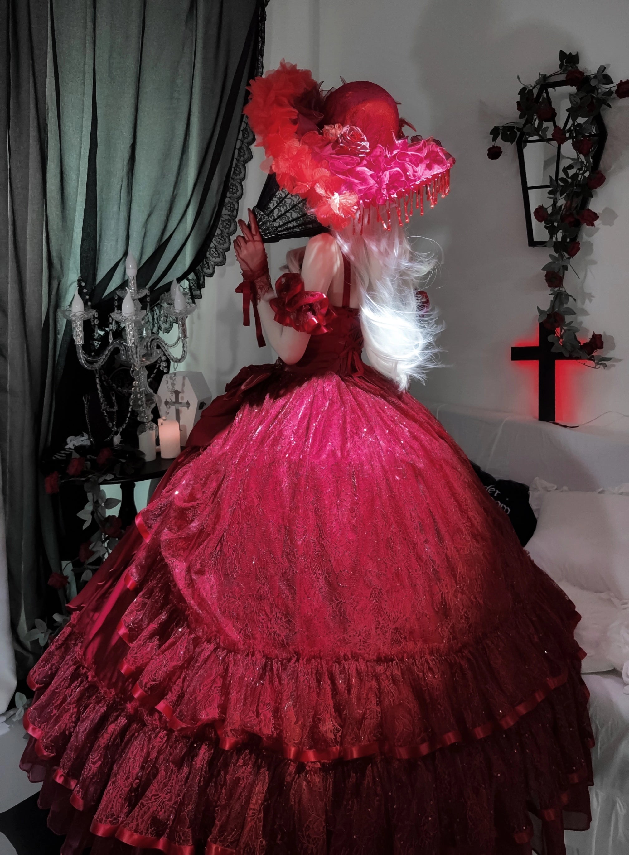 Silent Manor - Red Gorgeous Bridal Wedding Lolita JSK Dress 43388:774958