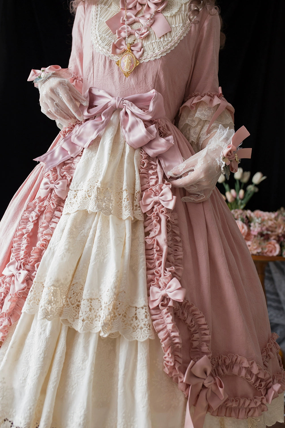 Miss Point~Lilyka Garden~Classic Lolita OP Dress Set Elegant Floral Wall Princess Sleeve 38832:606434