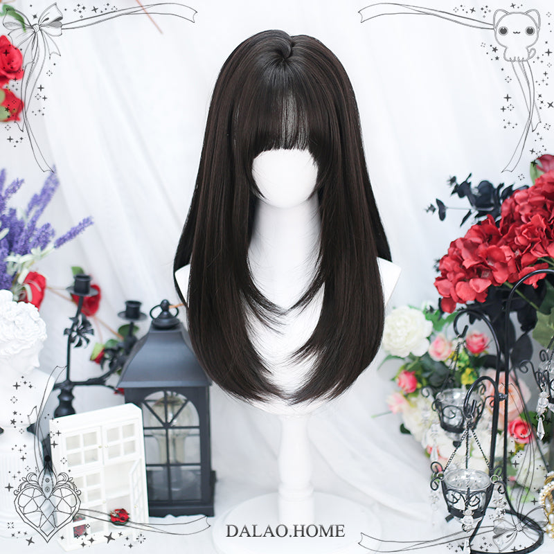 Dalao~Daily Lolita Wig Long Curly Various Styles Ins KOL Wig 2497 Black Tea  
