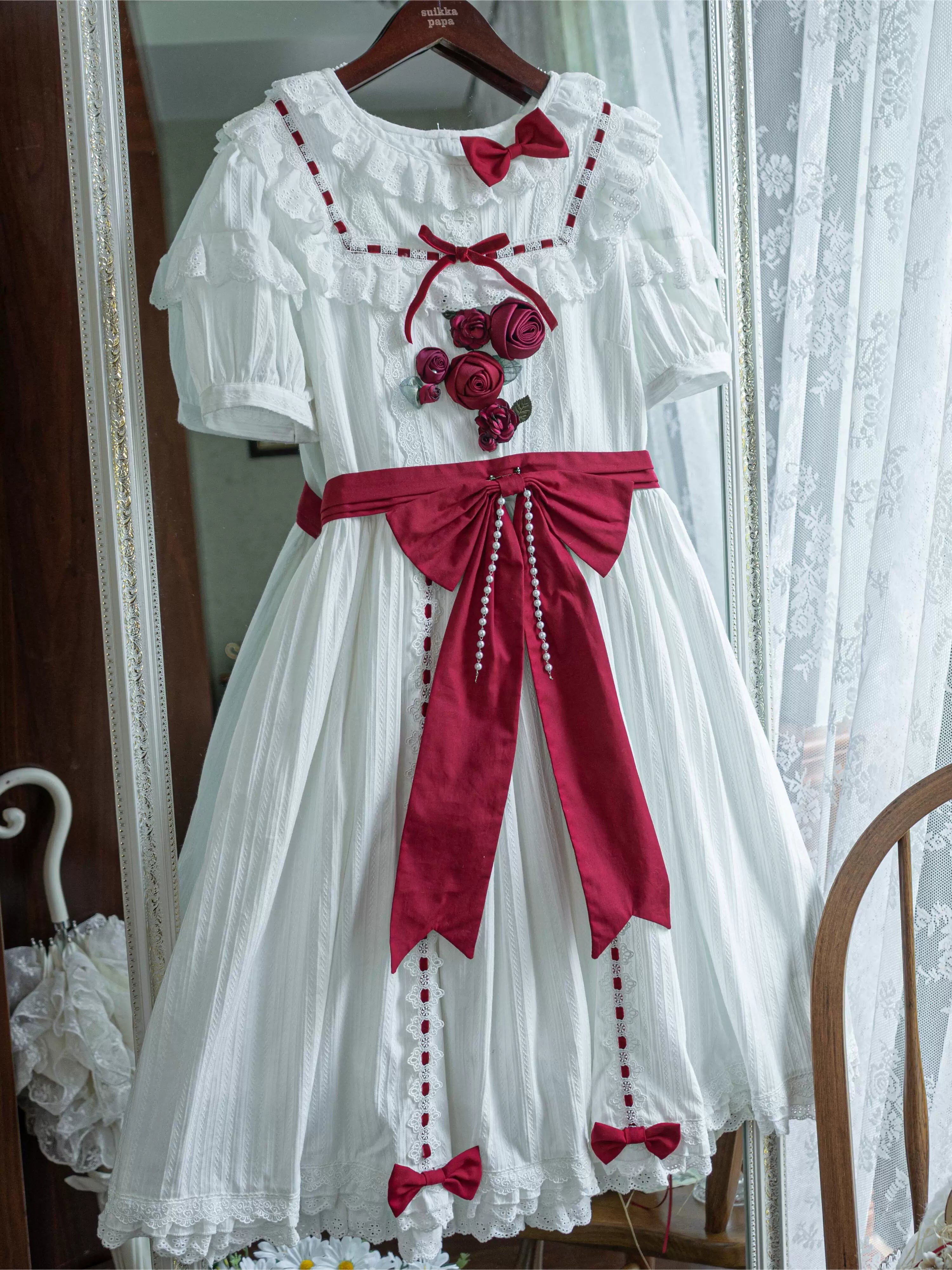 Moon Rose Poem - Classic Lolita OP Dress with 3D Rose Ornaments 45475:850535