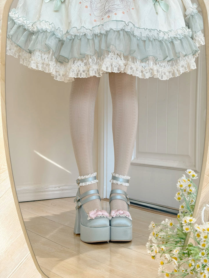 Pure Tea For Dream~Otome Fairy Tale~Sweet Lolita Shoes High Platform Satin Heels