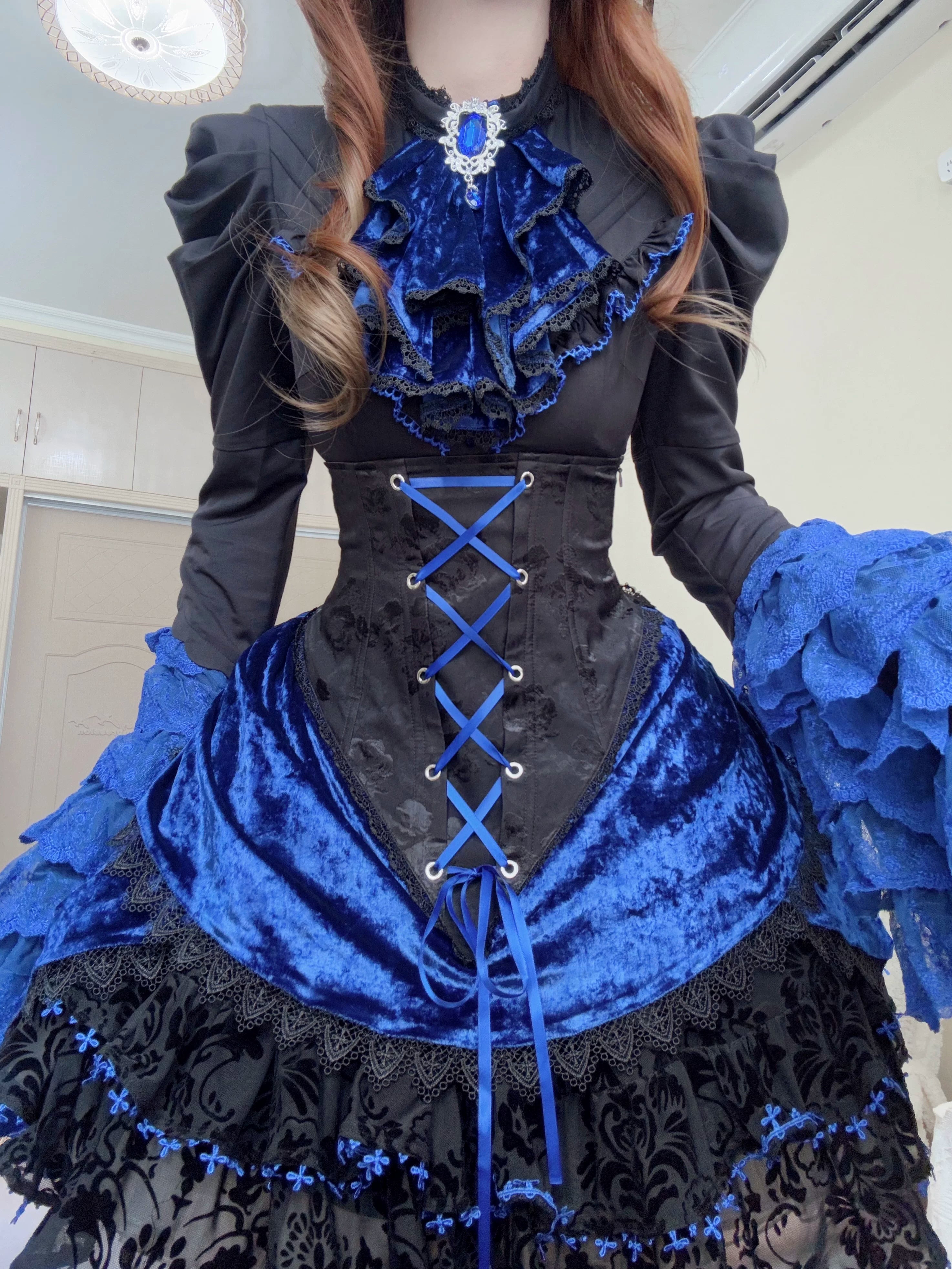 Twilight Hour - Gothic Lolita Hime-sleeve Blouse & Corset Skirt Set 45373:845774