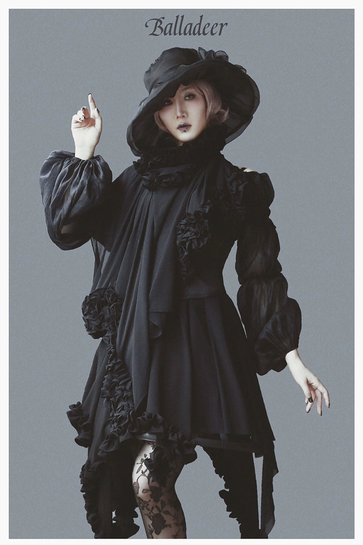 Balladeer~Classic Lolita Shirt Puff Sleeves Open Shoulder Blouse 36010:511692