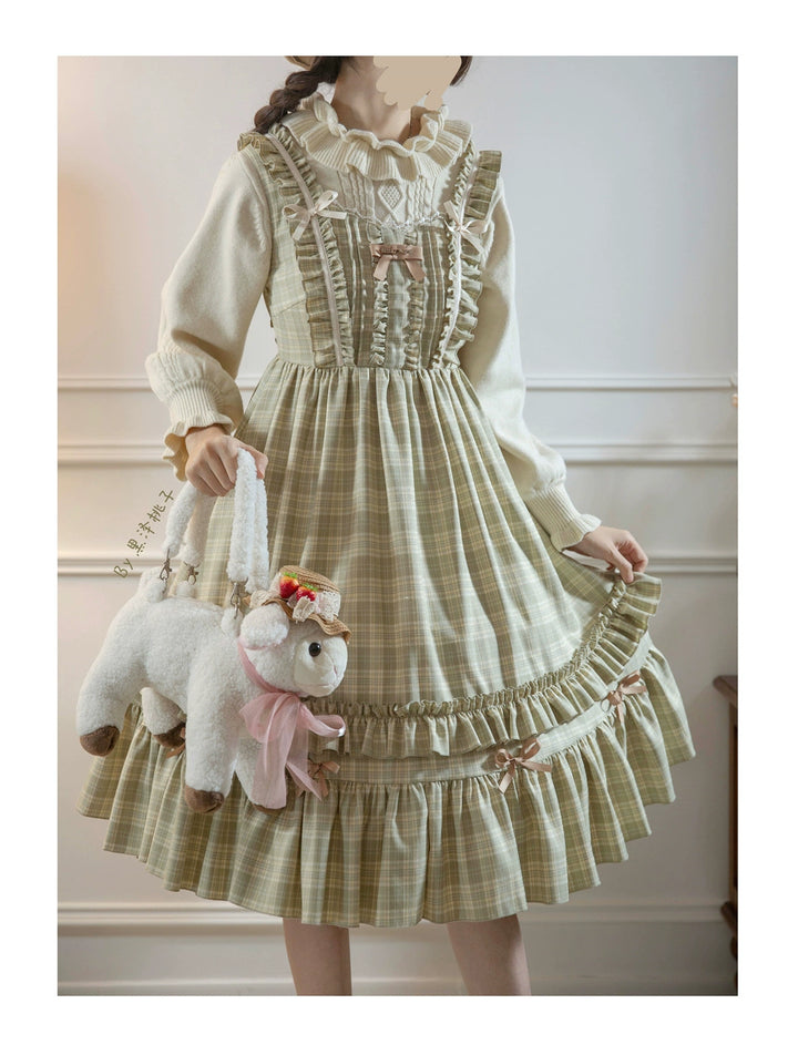 EESSILY~Green Fairy Tales~Classic Lolita Plaid JSK Plus Size Lolita Dress   